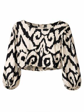 NWOT • Rachel Zoe • Linen Blend Zebra Print Balloon Sleeve Blouse